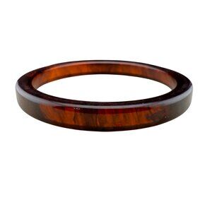 Vintage Marbled Brown Bakelite Bangle Bracelet Smooth Rounded Design